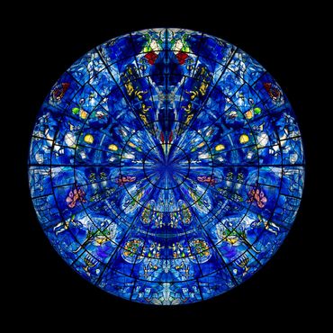 A digital manipulation of the stained glass windows in the Chicago Art Institute