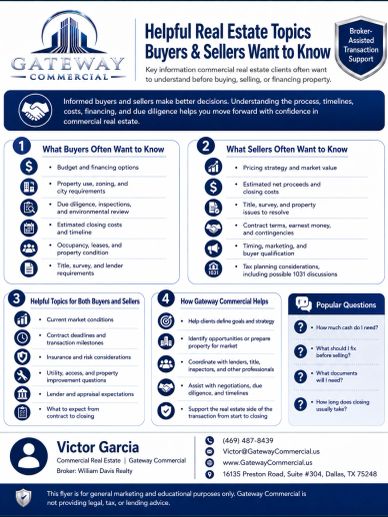 Infographic by Gateway Commercial on real estate tips for buyers and sellers.