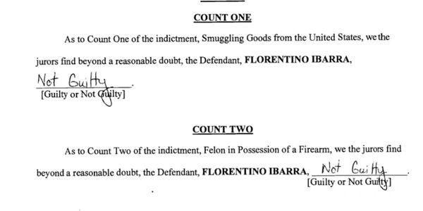 not guilty jury trial verdict in federal court in Del Rio division