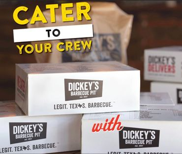 Dickey's Barbecue Pit catering boxes ready for delivery. Our Boxed lunch is fully loaded.