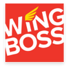 Logo with 'WING BOSS' text and a yellow wing design on a red background.