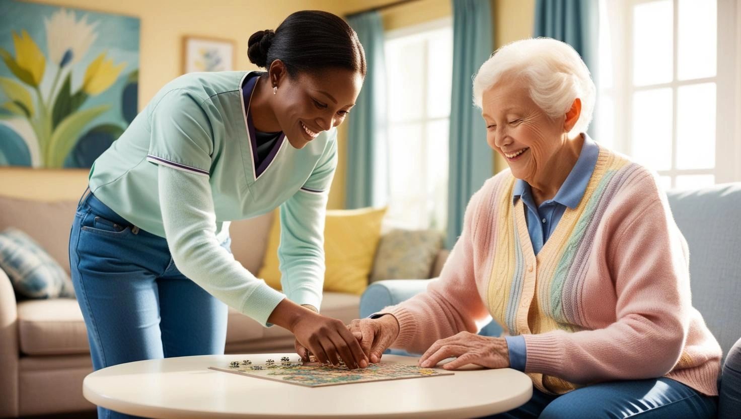 A Lady taking care of the elder women