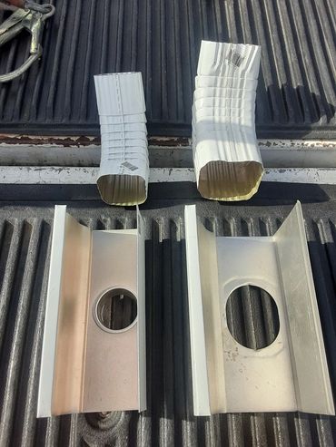 Oversized gutter and downspout vs standard gutter and downspout. Gutter Cleaning service.