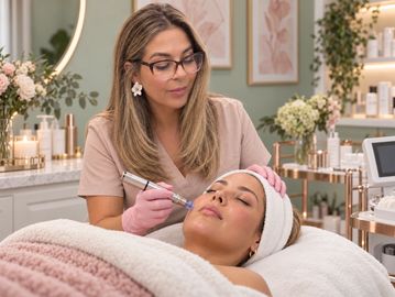 Microneedling being performed