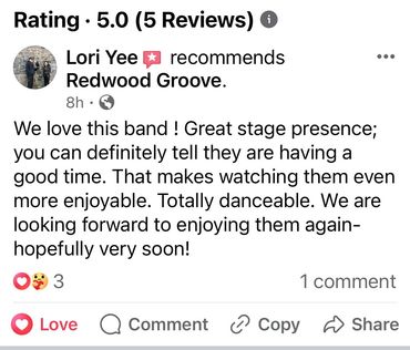 Redwood Groove Band - 5 Star Reviews