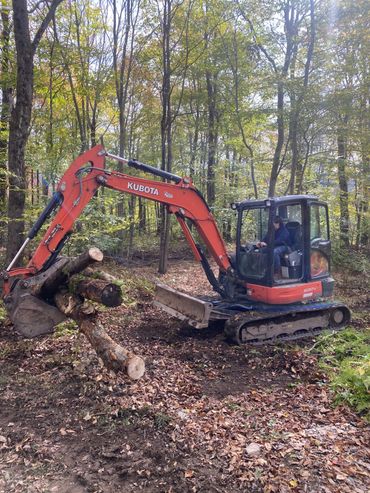 Clearing land with an excavator