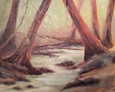 Serene Oil on Cradled Panel $105 © Lynette Stebner 2025 All Rights Reserved Manning Provincial Park