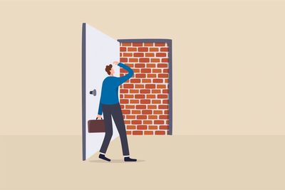 Tiling the doors during a meeting.