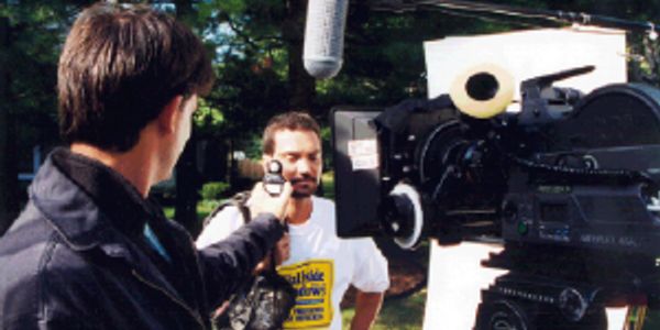 Filming during one of many complex commercial shoots for Wallside Windows.