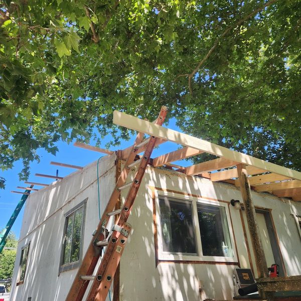Gable and eave extension with 2x6 vintage fascia and barge rafter in Jamestown, CA