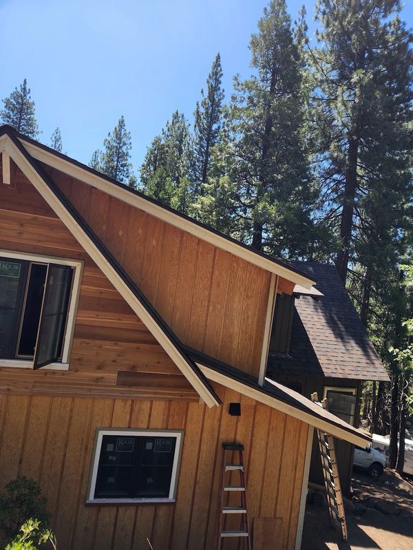 New Roof and Drip edge installation on roof gables in Twain Harte, CA.