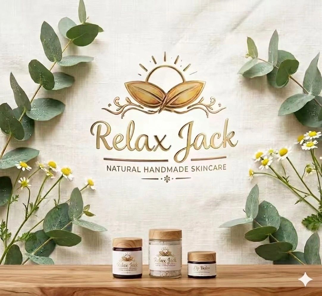 Relax Jack natural handmade skincare products with botanical decor.