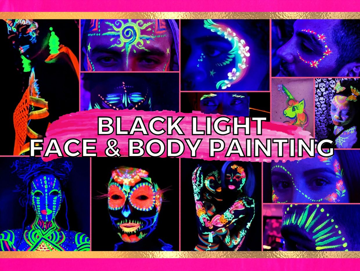 Flyer image promoting Black Light Face and Body Painting services