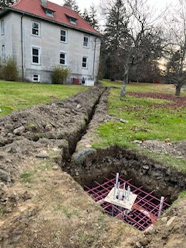 SUNCHASER 8 FOUNDATION REBAR READY FOR MOUNTING BOLTS AND TRENCH READY FOR CONDUIT