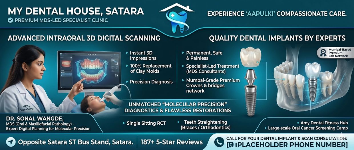 Dental clinic offering advanced 3D scanning and expert dental implants in Satara.