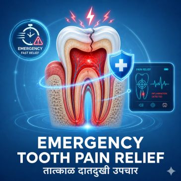 Inflamed tooth illustration showing emergency dental pain relief, infection detection and urgent roo