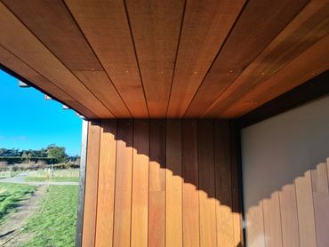 Cedar wall cladding and soffit