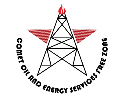 Logo of Combat Oil and Energy Services Free Zone with red star and oil rig.