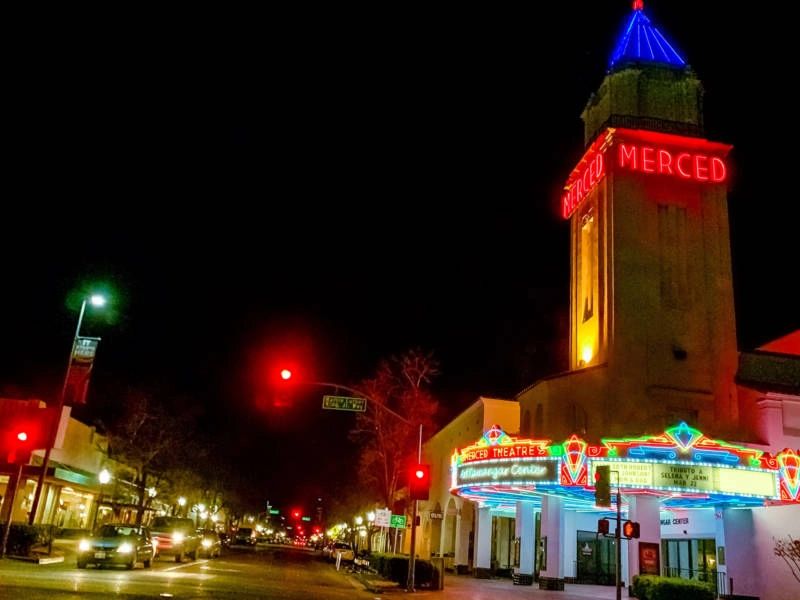 City of Merced at night. Photo by Matt Rogers for KQED