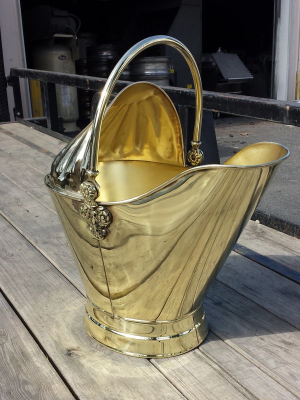 Brass coal scuttle restored, polished and lacquered.