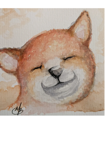 Good Boy - Shiba Inu - Watercolor Painting