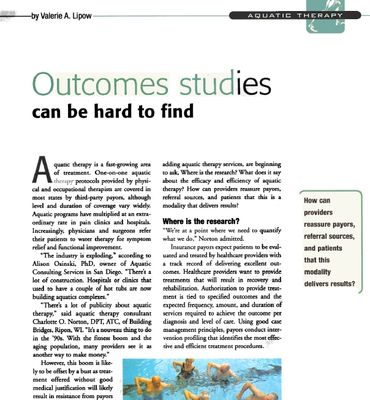 Trade magazine article describing aquatic exercise therapy outcome studies