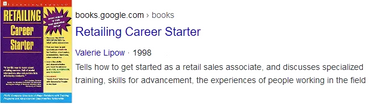 Cover page of ”Retailing Career Starter” book authored by Valerie Lipow