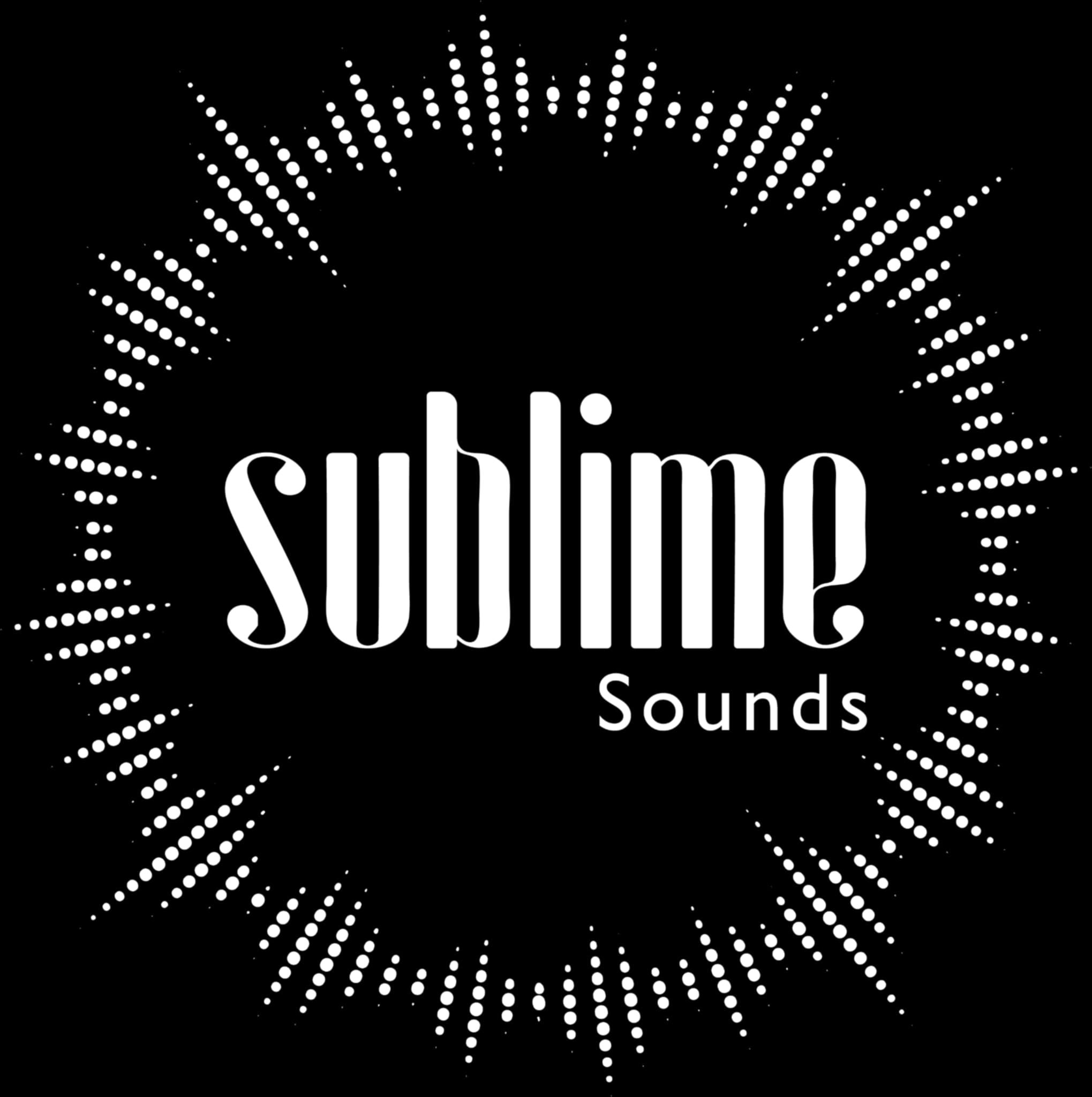 Stylized sound wave graphic with the word 'sublime'.