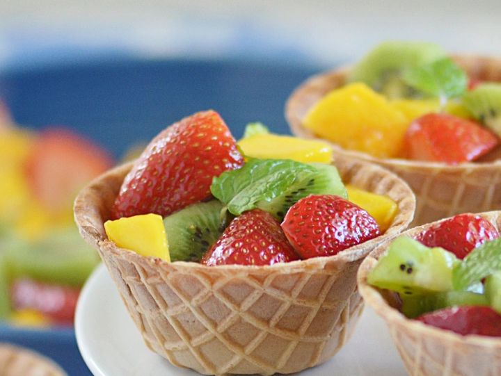 Fruit Chaat in Waffle Bowl