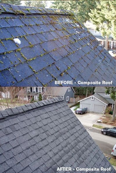 roof cleaning before and after image