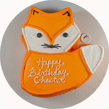 Fox cake for dog birthday party
