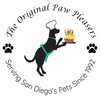 Logo of The Original Paw Treats with a dog and cupcake design.