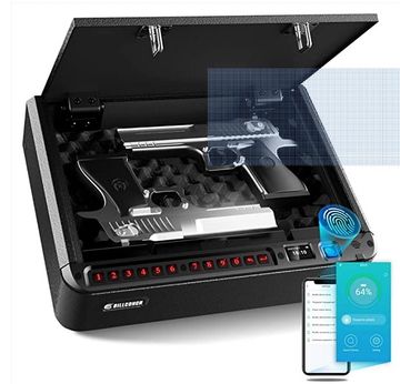 BILLCONCH Smart Gun Safe - Biometric Gun Safe for Pistols with Fingerprint/Full-digital Keypad/Key/S
