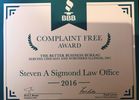 Personal Injury Lawyer Steven A. Sigmond, A+ rated by the Better Business Bureau
