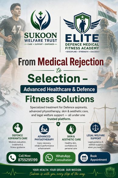 Advanced healthcare and fitness solutions for defense aspirants from medical rejection to selection.