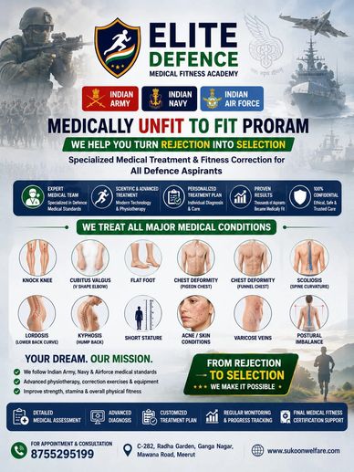 Elite Defence Medical Fitness Academy offers specialized treatment for defense aspirants to turn medical unfitness into fitness.