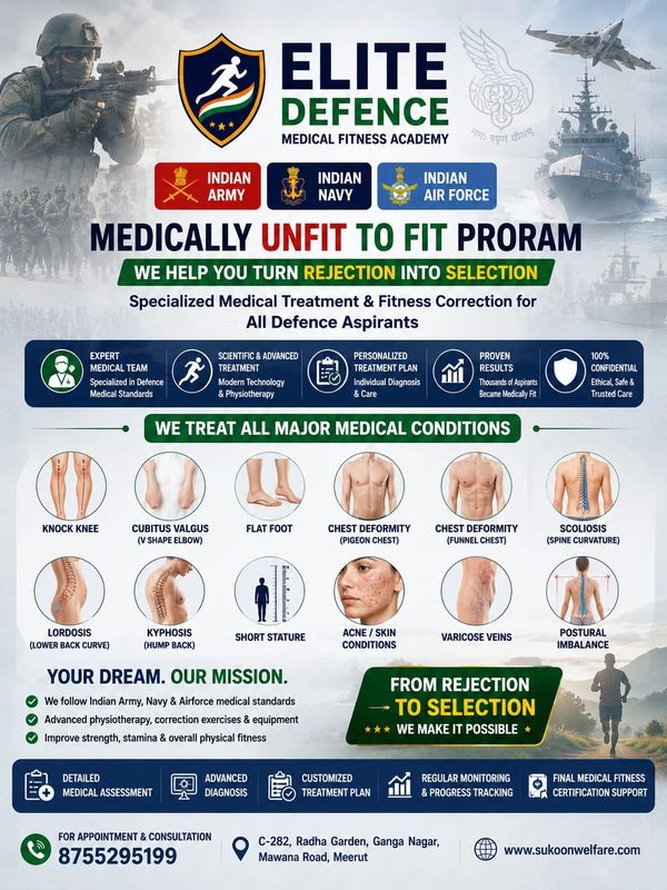 Elite Defence Medical Fitness Academy offers specialized treatment for defense aspirants to turn medical unfitness into fitness.
