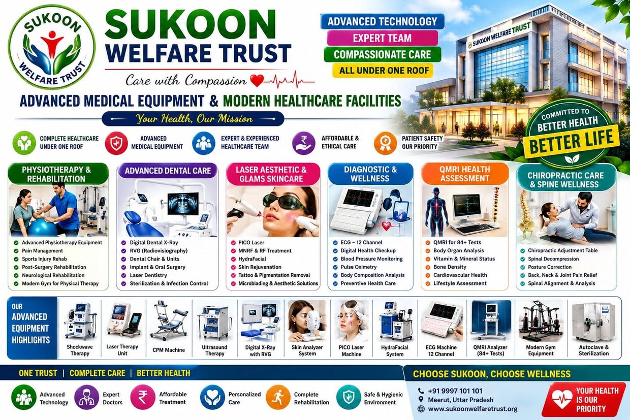 Sukoon Welfare Trust offers advanced medical equipment and comprehensive healthcare services under one roof.