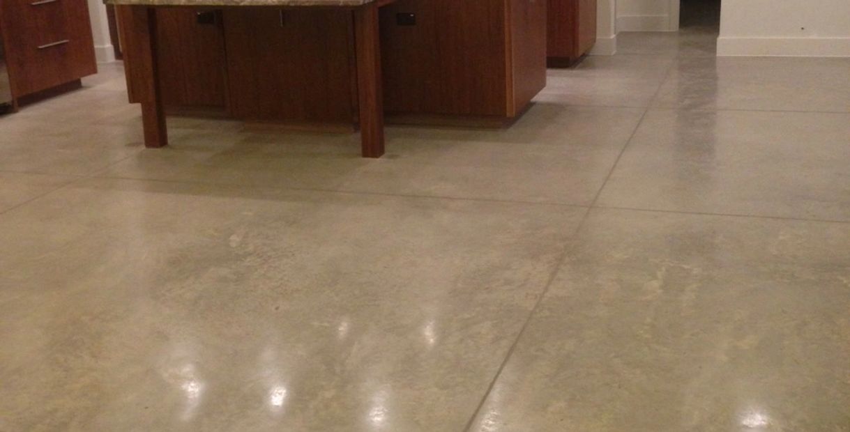 Polished concrete kitchen floor using Xtreme Hard Densifier