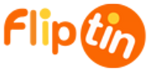 Logo featuring the text 'Flip tin' in playful orange and yellow colors.
