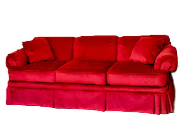 Custom upholstery: red velvet couch
