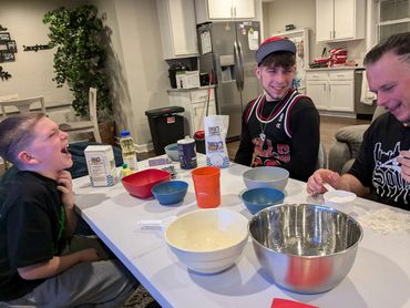Making homemade playdough as a positive family activity using "I Don't Have Anger Issues" book.