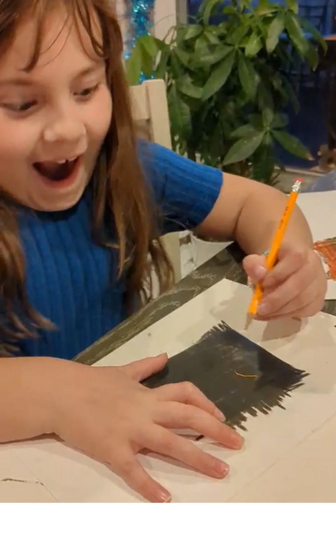 Making black scratch art using "Learning to Manage My Feelings" book