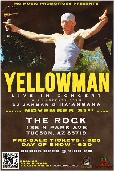 Concert poster for Yellowman live in Tucson, Arizona, November 21, 2025.
