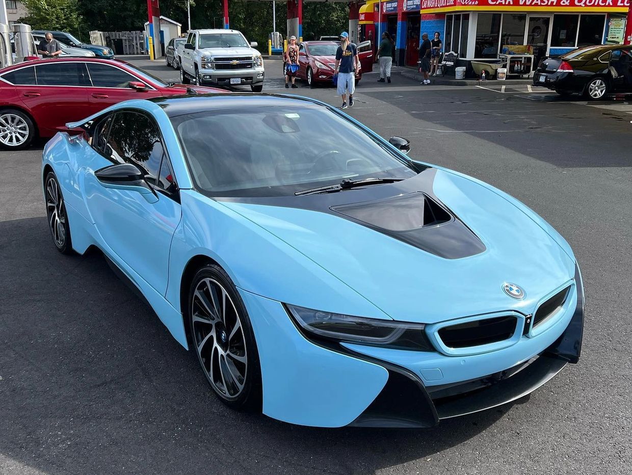 A blue and black luxury car