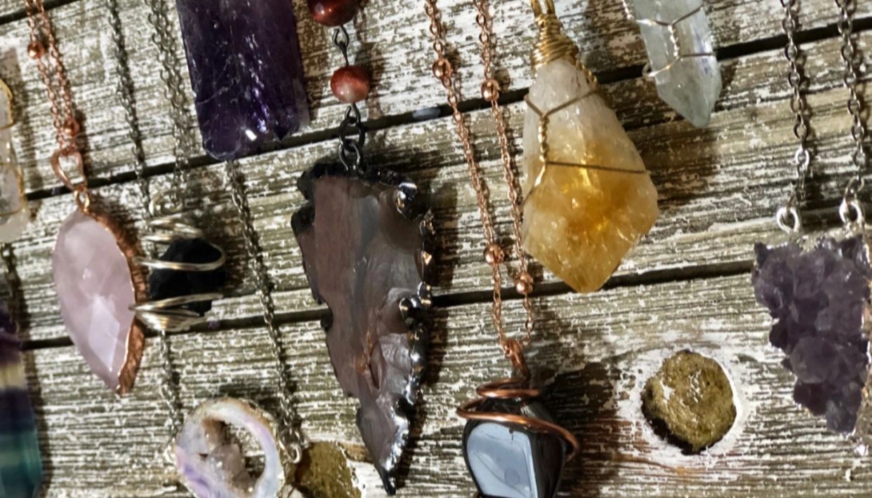 Healing crystal jewelry. Handmade metaphysical wire wrap stones. Chakra jewelry. Druzy, aura crystal