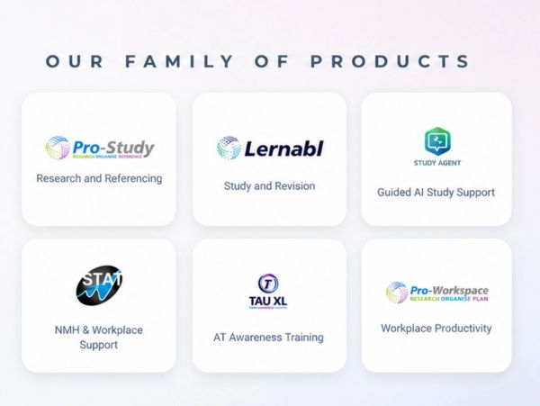 Overview of products for study and workplace support.