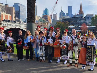 Folk Group Bulgari with the Lord Mayor of Melbourne Sally Capp and Councilor Jamal Hakim