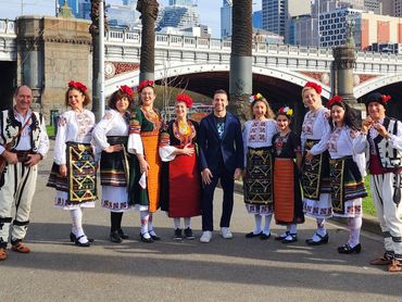 Folk Group Bulgari with the Lord Mayor of Melbourne Sally Capp and Councilor Jamal Hakim