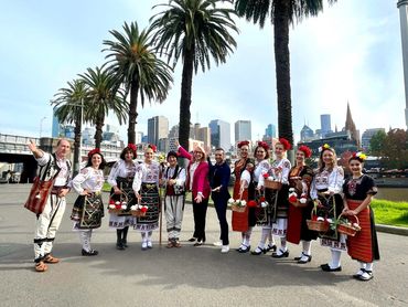 Folk Group Bulgari with the Lord Mayor of Melbourne Sally Capp and Councilor Jamal Hakim